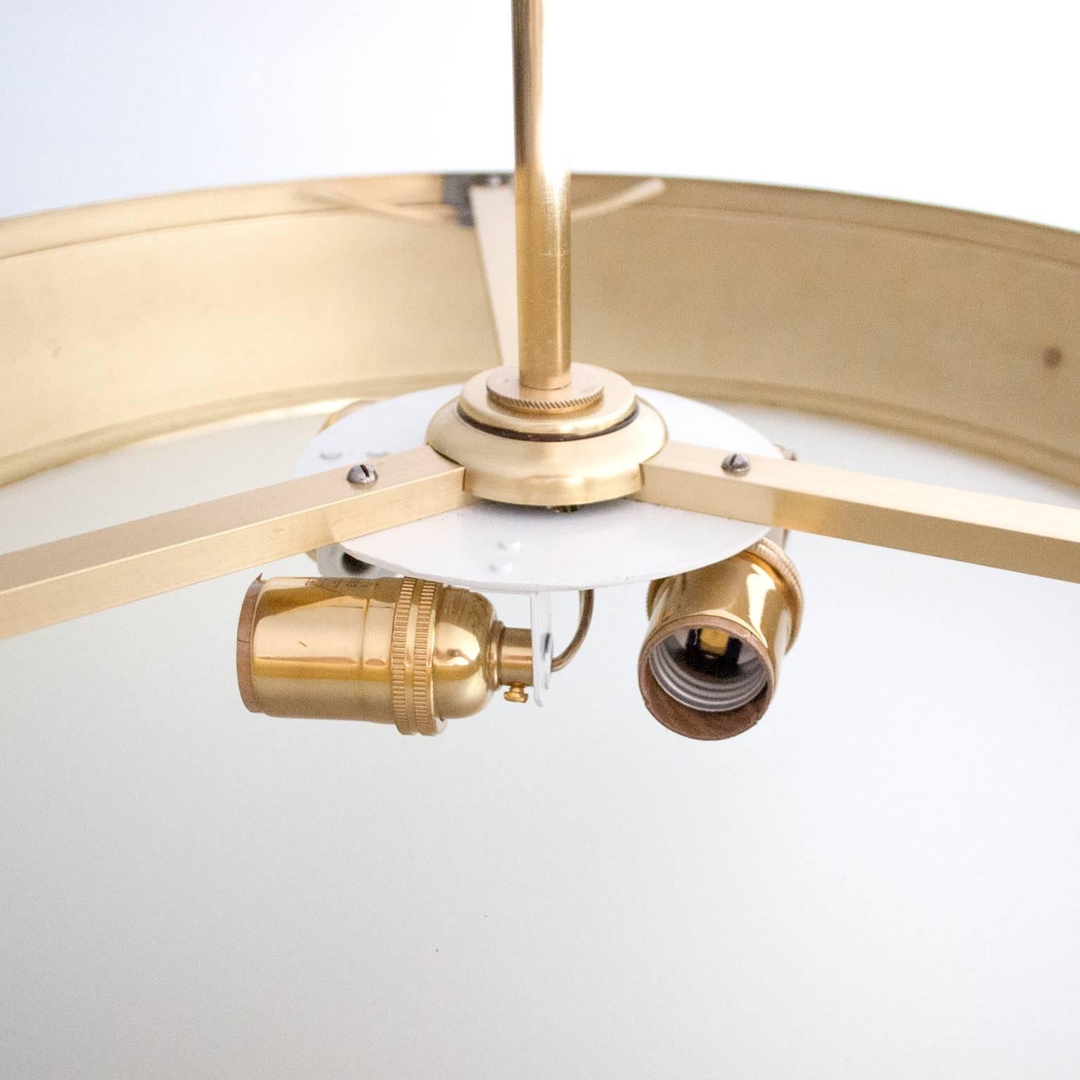 Scandinavian Modern, Art Deco Ceiling Fixture Lacquered with Brass Details In Excellent Condition In New York, NY
