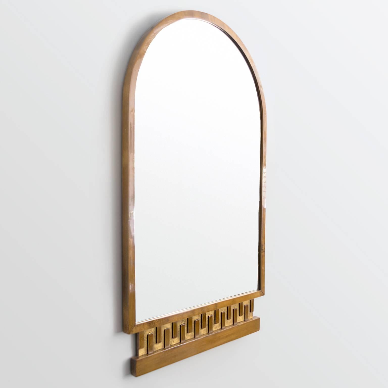 Scandinavian Modern, Art Deco Stained and Giltwood Meander Mirror In Excellent Condition In New York, NY