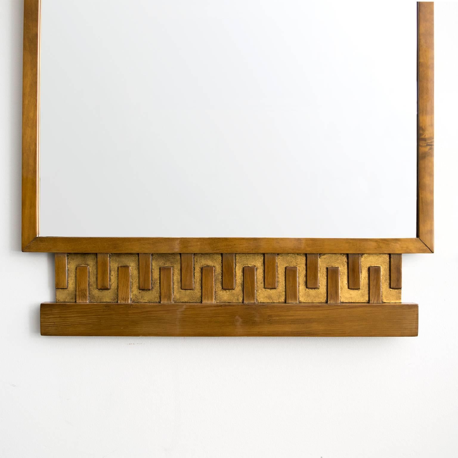 20th Century Scandinavian Modern, Art Deco Stained and Giltwood Meander Mirror