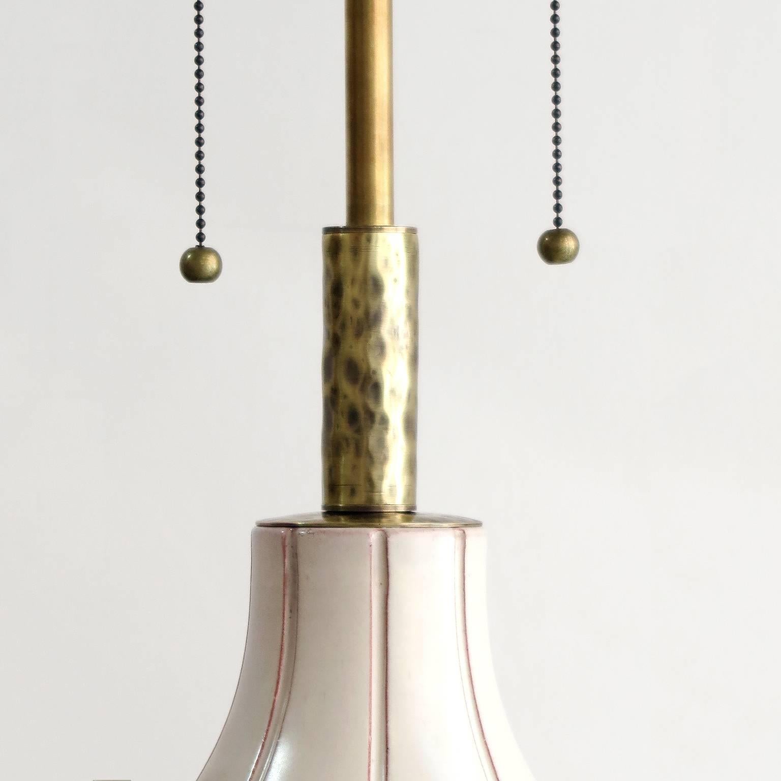 Hammered Scandinavian Modern Ceramic Lamp by Ewald Dahlskog, Bo Fajans, Sweden For Sale
