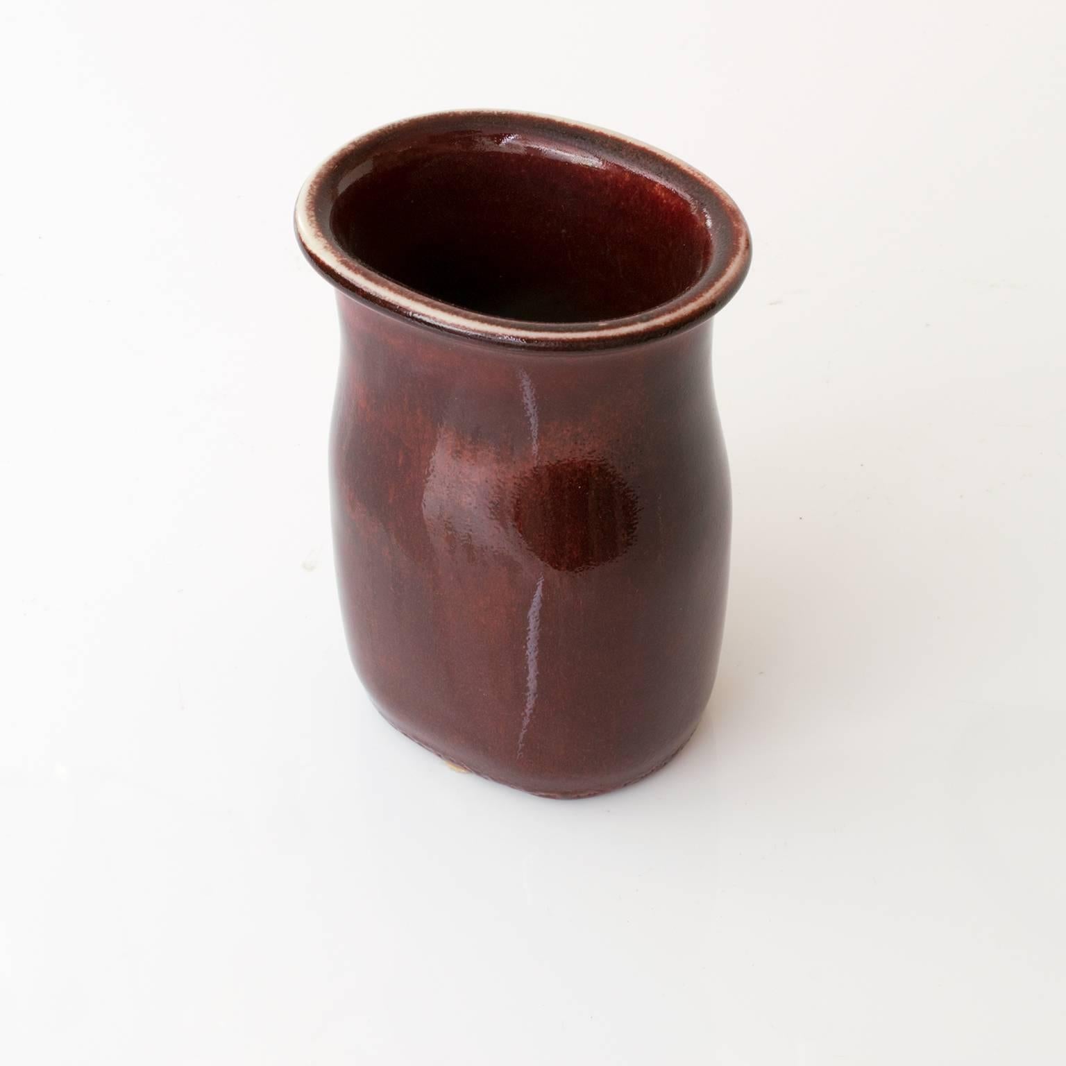 20th Century Scandinavian Modern Stig Lindberg Unique Studio Vase Red Oxblood Glaze