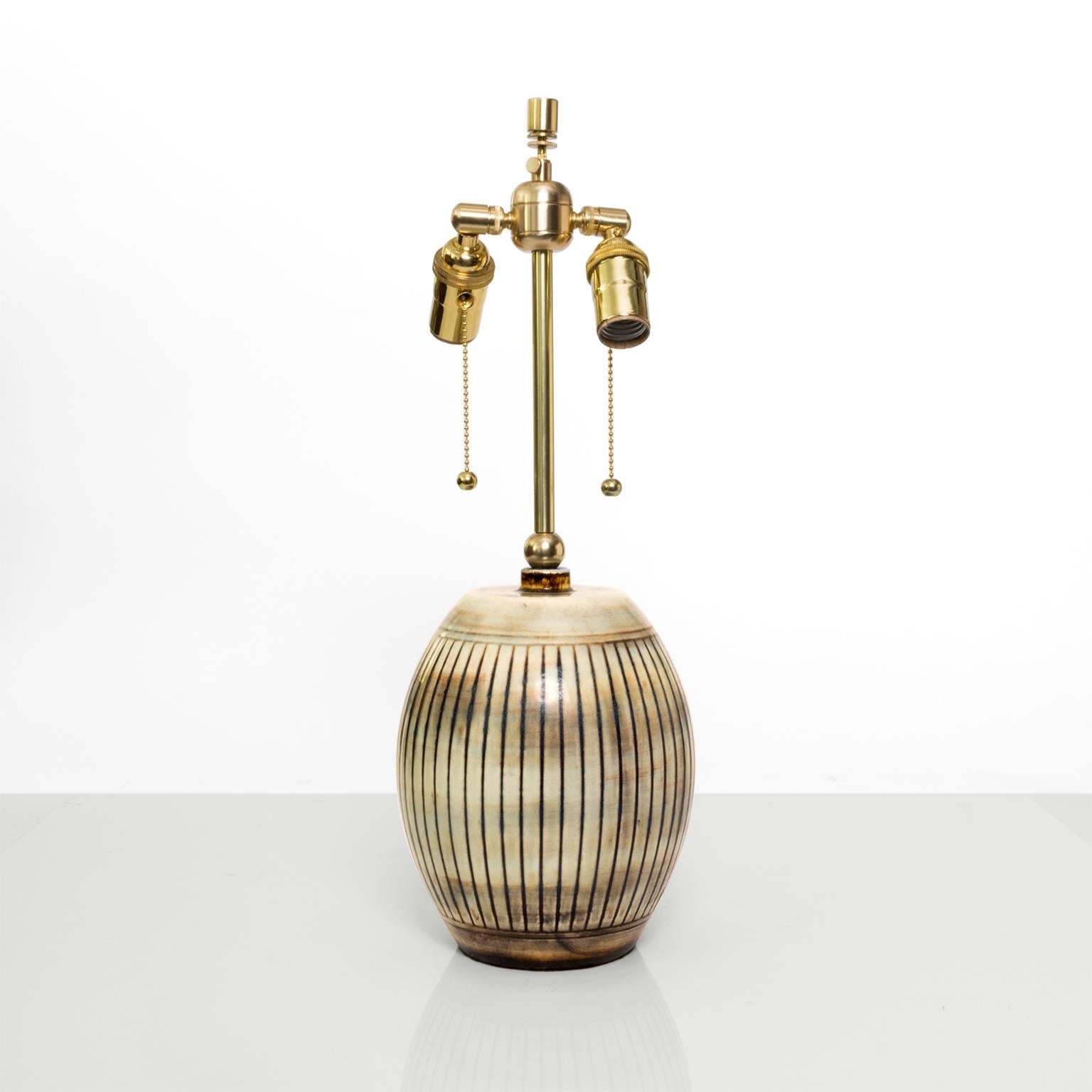 Glazed Scandinavian Modern Unique Ceramic Lamp by Gertrud Lonegren, Rorstrand
