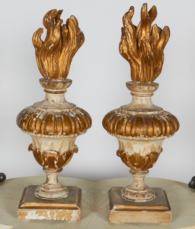 Giltwood flame religious ornaments