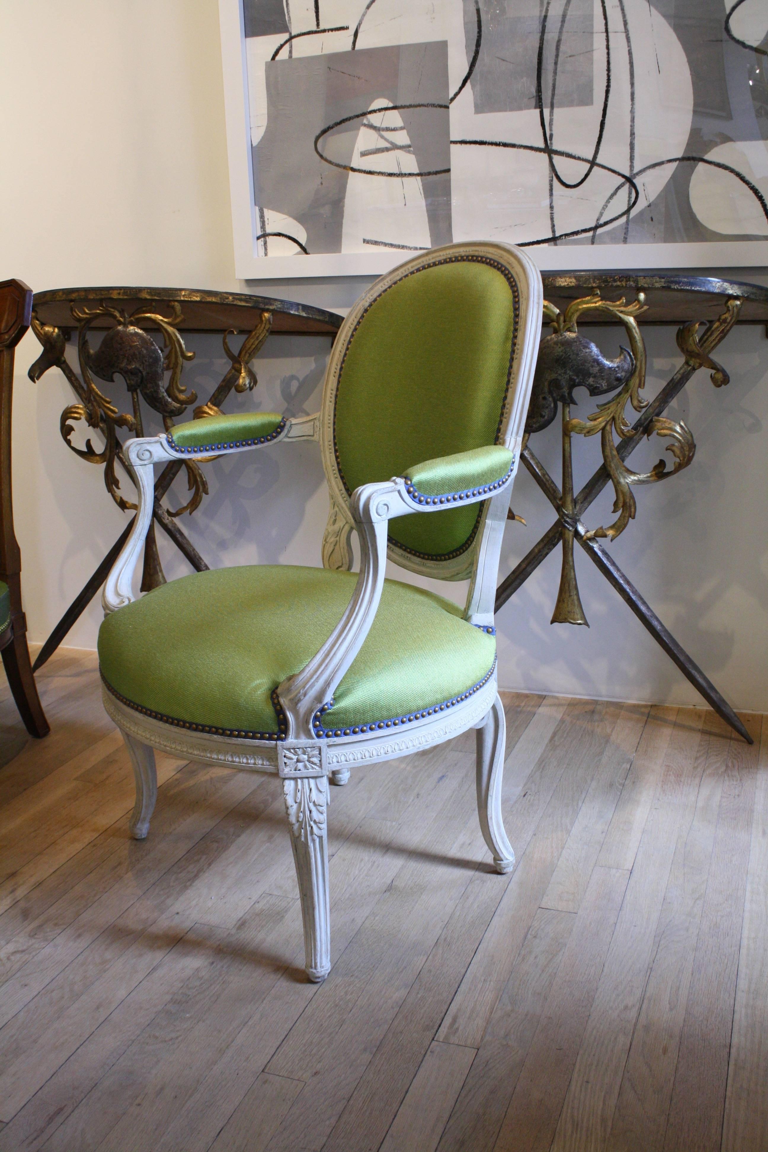 Pair of Louis XVI Fauteuils By Maison Jansen after a design by Georges Jacob (1739-1814). 
