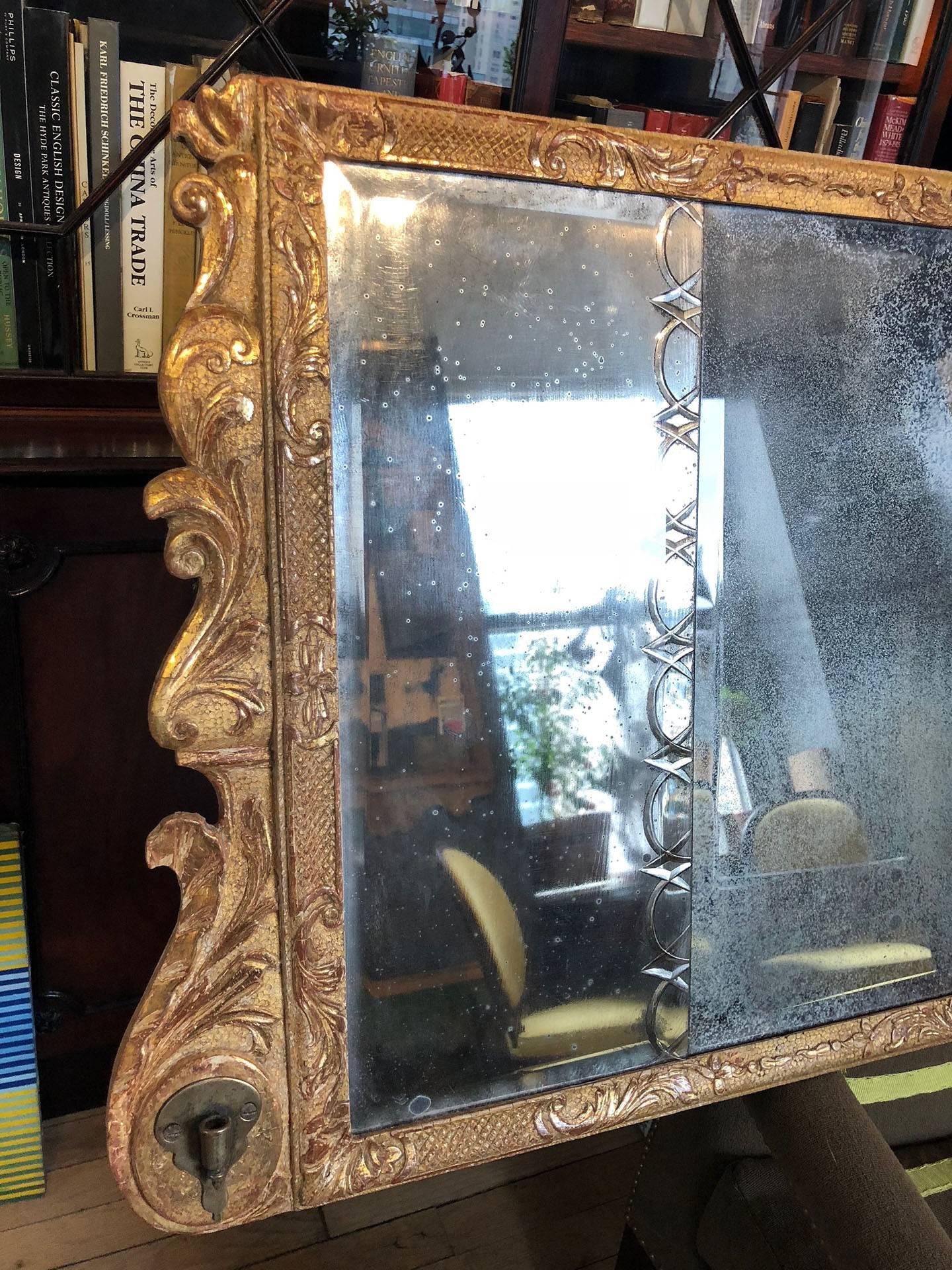 British Queen Anne Gilt Gesso over Mantle Mirror