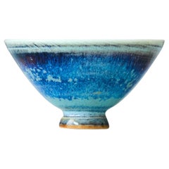 Blue Stoneware Miniature Bowl by Berndt Friberg. Gustavsberg, Sweden, 1960s