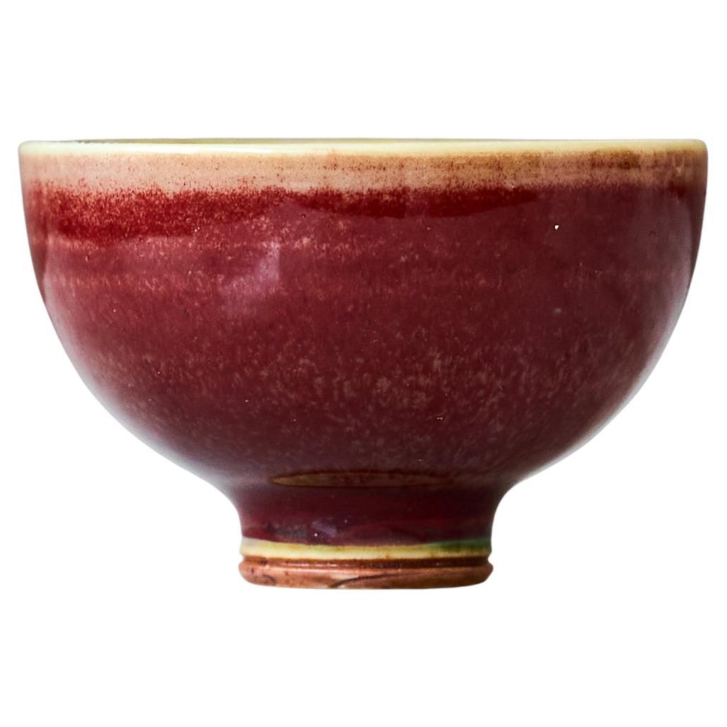 Red Stoneware Miniature Bowl by Berndt Friberg. Gustavsberg, Sweden, 1960s For Sale