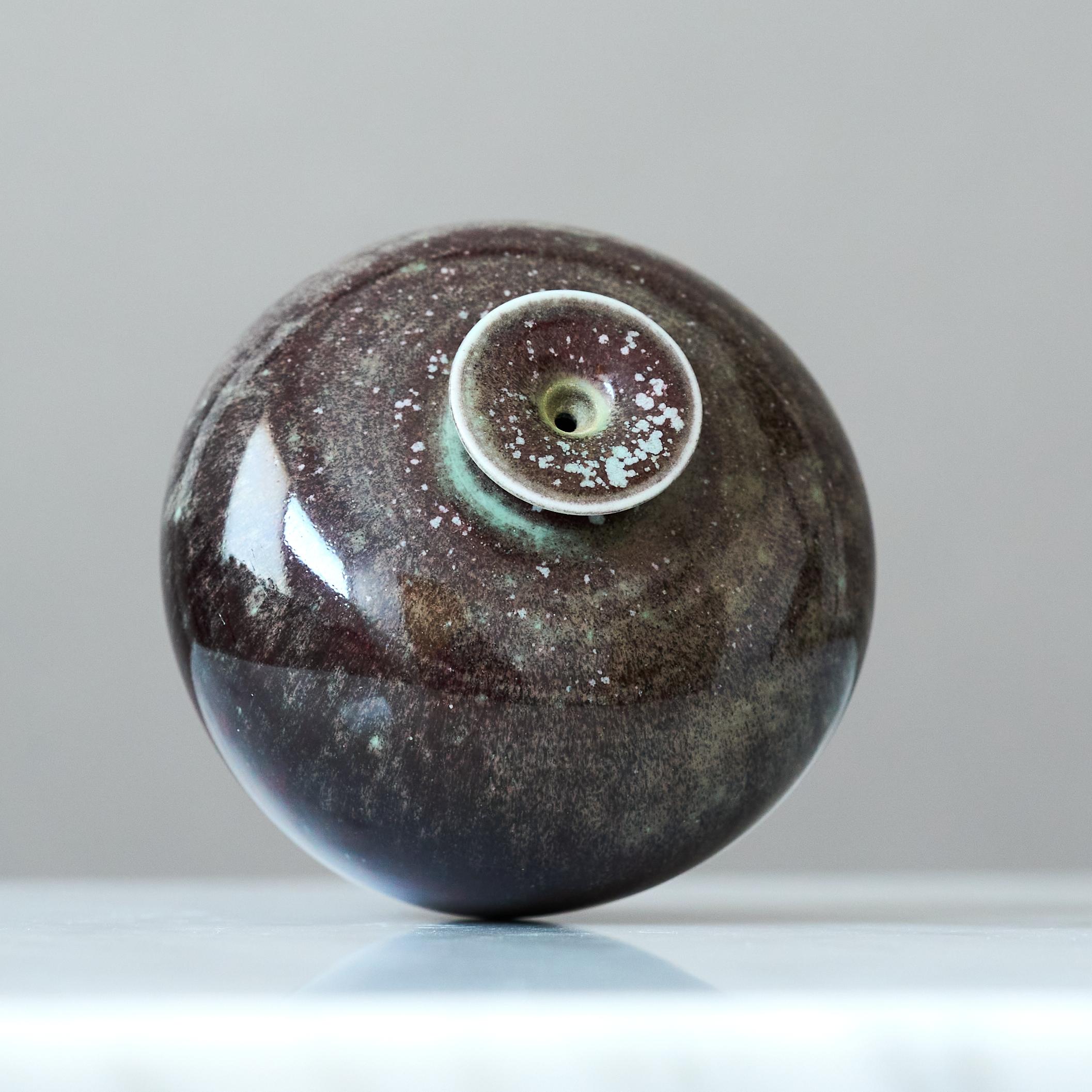 Glazed Stoneware Miniature Vase by Berndt Friberg. Gustavsberg Sweden 1960s For Sale