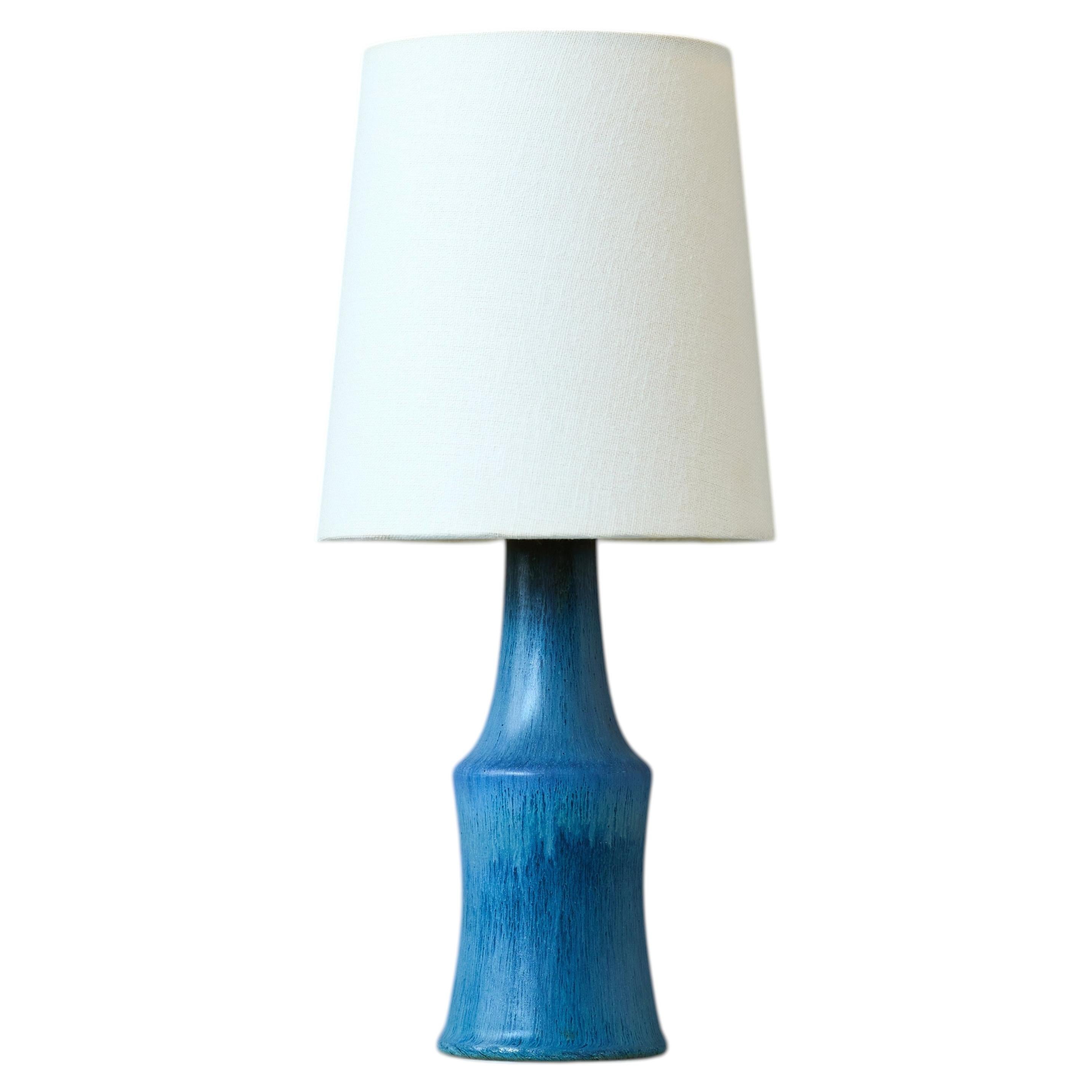 Carl-Harry Stålhane, Blue Stoneware Table Lamp for Rörstrand, Sweden, 1950s