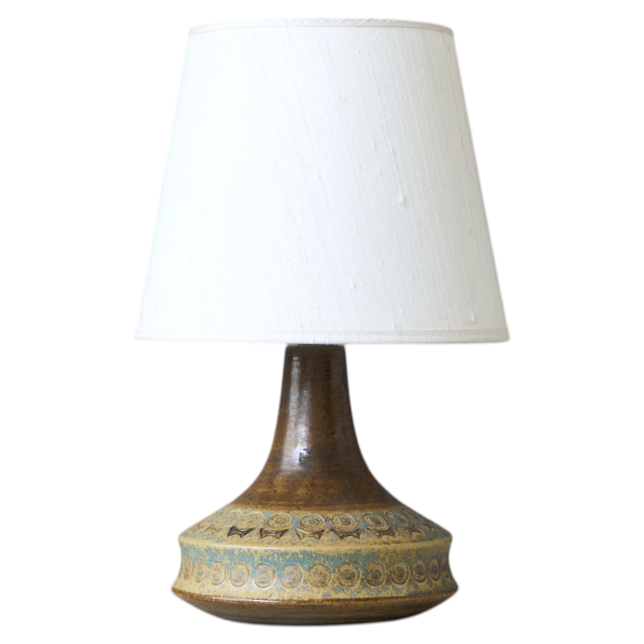 Brown Mid-Century Stoneware Table Lamp by Ulla Winblad for Alingsås Sweden 1950s For Sale