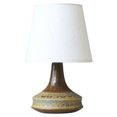Brown Mid-Century Stoneware Table Lamp by Ulla Winblad for Alingsås Sweden 1950s