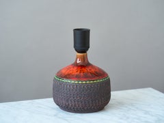 Red Mid-Century Stoneware Table Lamp by Klase Höganäs, Sweden, 1960s.