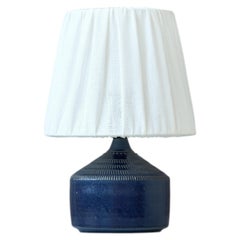 Blue Mid-Century Stoneware Table Lamp by Klase Höganäs, Sweden, 1960s.