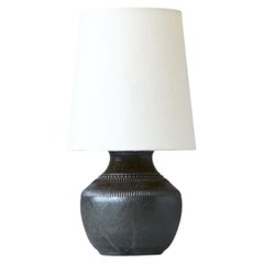 Black Mid-Century Stoneware Table Lamp by Klase Höganäs, Sweden, 1960s.