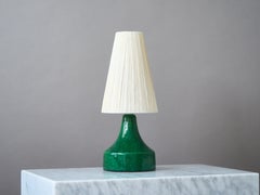Green Swedish Mid-Century Ceramic Table Lamp, Sweden, 1960s.