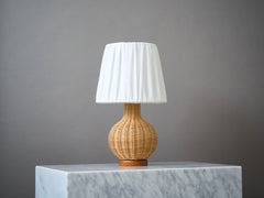 Swedish Mid-Century Rattan Wicker Table Lamp, Sweden, 1950s.