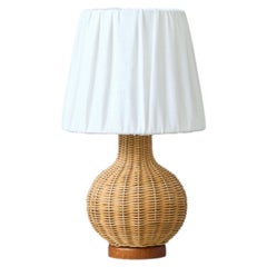 Swedish Mid-Century Rattan Wicker Table Lamp, Sweden, 1950s.