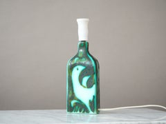 Rare Ceramic Alessio Tasca Table Lamp, Italy, 1960. Green White Fish Raymor