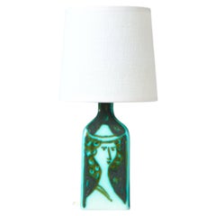 Rare Ceramic Alessio Tasca Table Lamp, Italy, 1960. Green White Fish Raymor