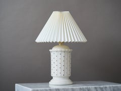 White & Gold Danish Mid-Century Porcelain Table Lamp, Denmark, 1960s