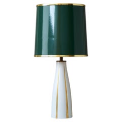 White & Gold Mid-Century KPM Krister Porcelain Table Lamp, Germany, 1950s