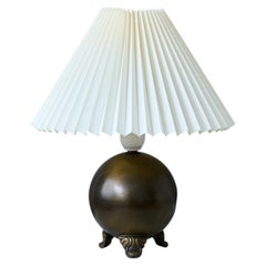 Swedish Art Deco Bronzed Globe Table Lamp, Sweden, 1930s.