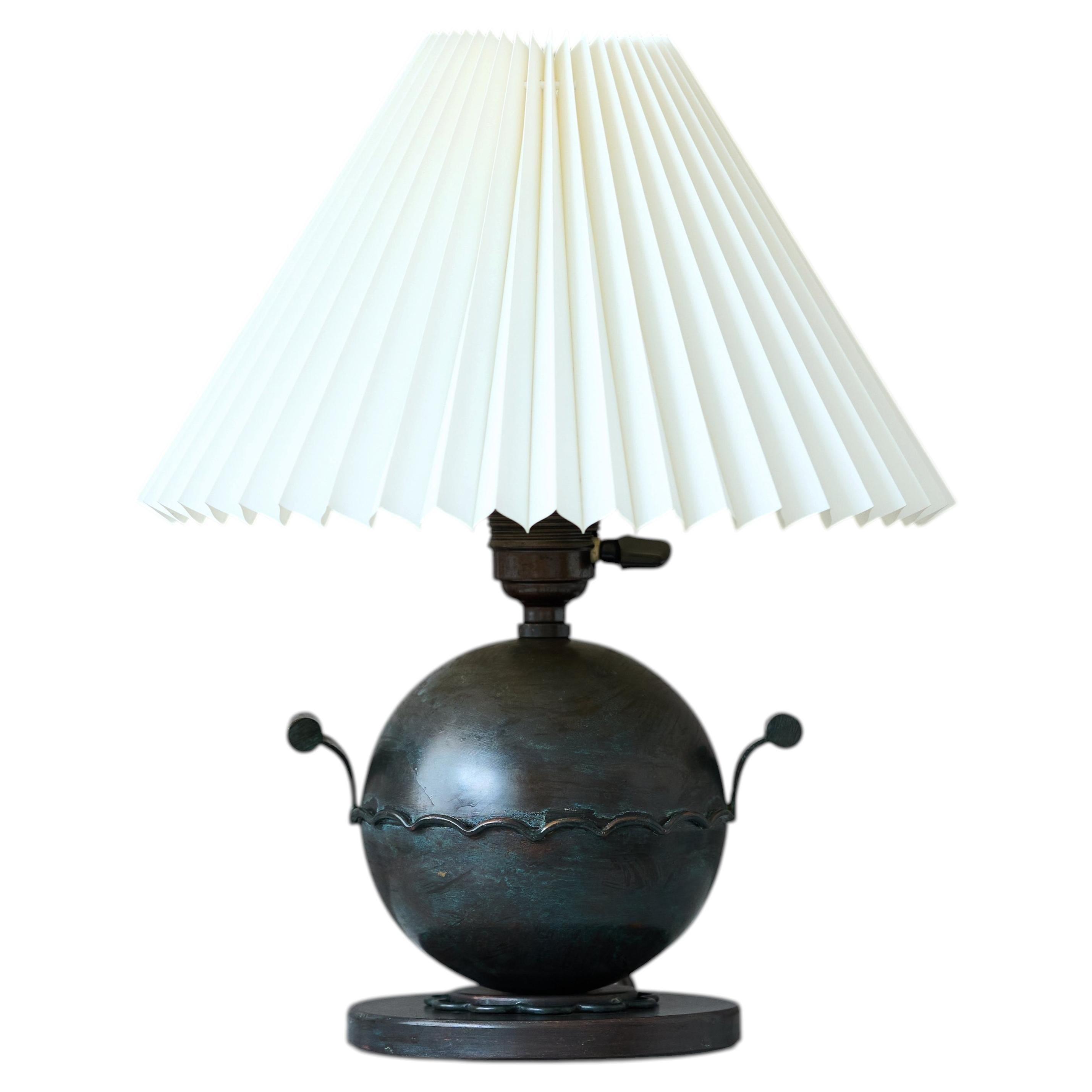 Swedish Art Deco Bronze Globe Table Lamp, Sweden, 1930s.
