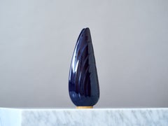 Blue Art Deco Clam Shell Vase by Vicke Lindstrand. Upsala-Ekeby, Sweden, 1950s