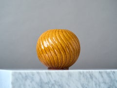 Yellow Art Deco Stoneware Globe Vase by Gunnar Nylund. Rorstrand, Sweden, 1930s