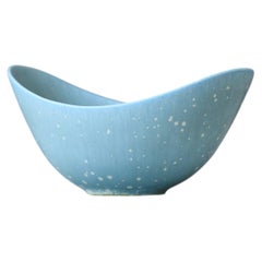 Blue Stoneware Bowl by Gunnar Nylund in Rare Color for Rorstrand, Sweden, 1950s