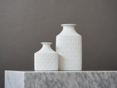 Pair of White Stoneware Vases by Gunnar Nylund for Rorstrand, Sweden, 1960s