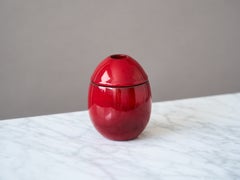 Petit vase unique en céramique à couvercle rouge, signé Ingrid Atterberg, Suède, années 1960