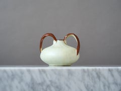 Vaso in ceramica beige di Anna-Lisa Thomson. Upsala Ekeby, Svezia, anni '30.
