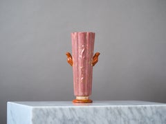 Seltene rosa Art-Déco-Vase aus Keramik von Upsala Ekeby, Schweden, 1930er Jahre.