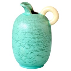 Vase Art déco en céramique turquoise verte, signé Gabriel Keramik, Suède, années 1930
