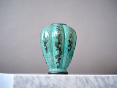 Vase Art déco en céramique verte, signé Gabriel Keramik, Suède, années 1930