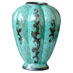 Green Ceramic Art Deco Vase by Gabriel Keramik, Sweden, 1930s