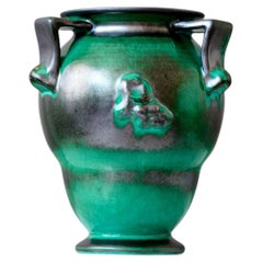 Green Ceramic Art Deco Vase by Gabriel Keramik, Sweden, 1930s