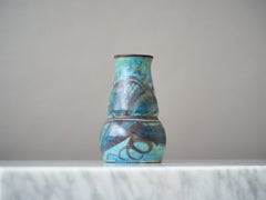 Rare vase Art nouveau « Jugend » en céramique bleue, signé Gabriel Keramik, Suède, années 1920