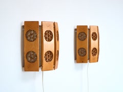 Swedish Designer, Pine Wall Lights, Sweden, 1960s
