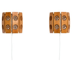 Swedish Designer, Pine Wall Lights, Sweden, 1960s