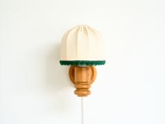 Solbackens Svarveri, Wall Light, Pine & Fabric, Mid-Century, Sweden, 1970s