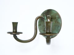 Rare Bronze Art Deco Wall Sconce / Candlestick by GAB, Sweden, 1930s.
