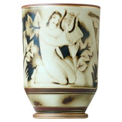 Vase en grès Art déco marron et doré, créé par Gunnar Nylund pour ALP, Suède, années 1930