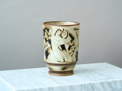 Vase en grès Art déco marron et doré, créé par Gunnar Nylund pour ALP, Suède, années 1930