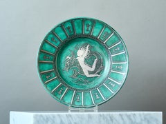 Grüne 'Argenta' Art Deco Schale aus Steinzeug von Wilhelm Kage Gustavsberg Schweden 1930er Jahre