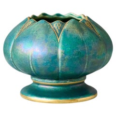 Green & Gold Art Deco Lustre Vase by Josef Ekberg for Gustavsberg, Sweden, 1920s