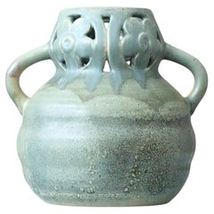 Green Art Nouveau Pottery Vase by Karl Robert Svensson. Höganäs, Sweden, 1910s