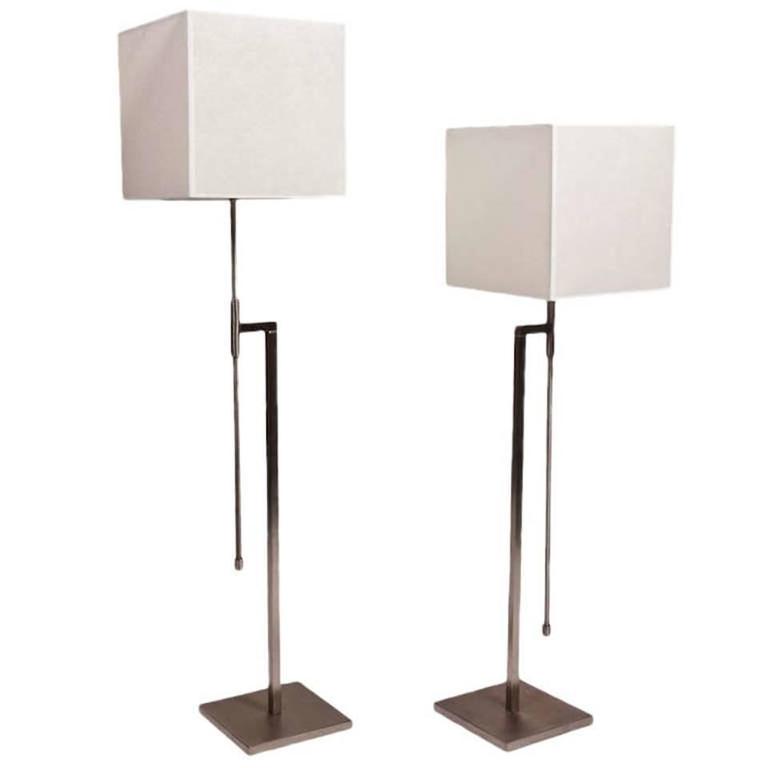 Brushed Nickel Adjule Arm Floor Lamp By Laurel Circa 1968 For Pair Of Brushed Nickel Floor Lamps By Laurel