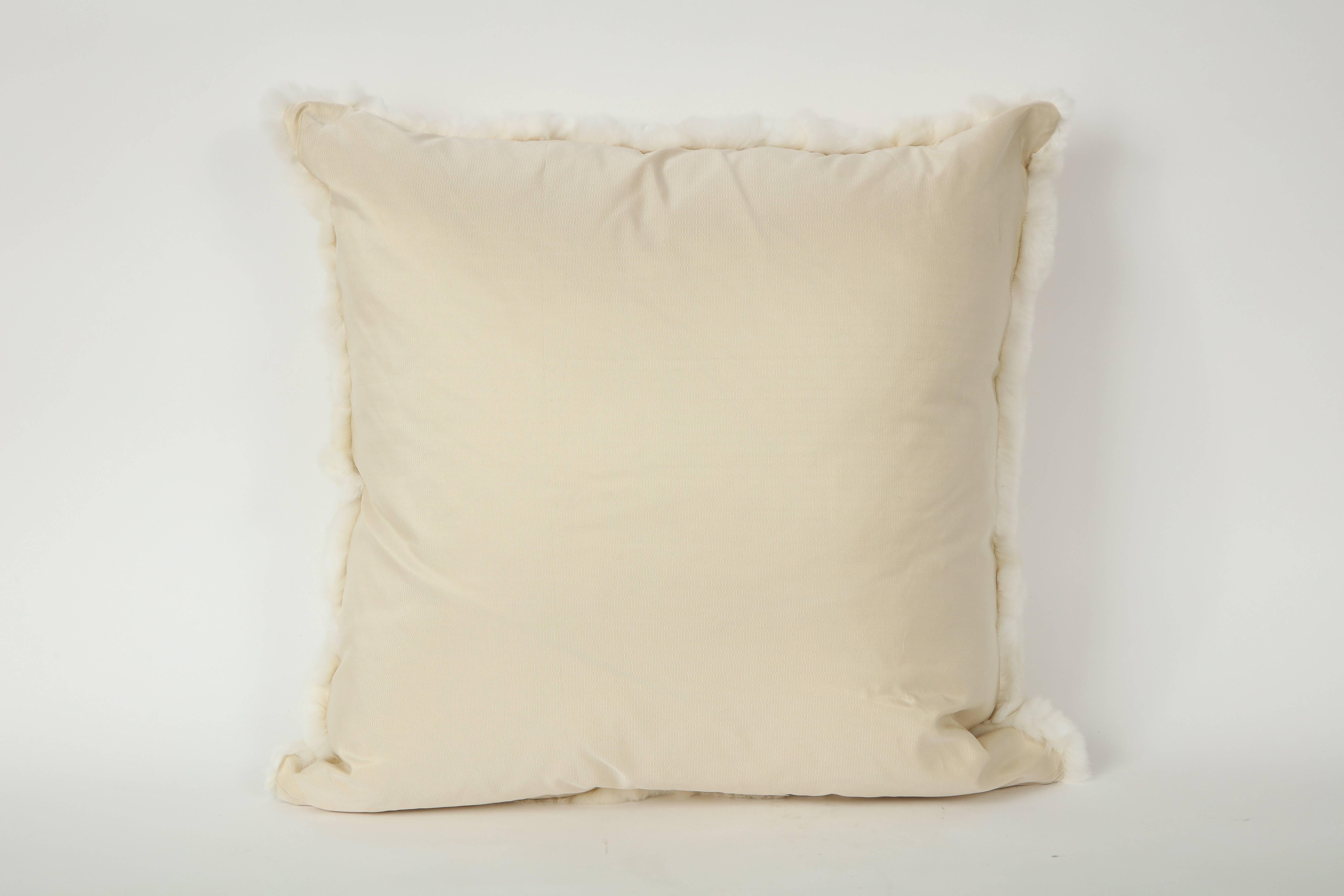 Fur Pair of Custom White Rex Pillows